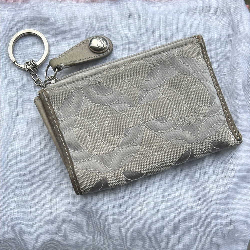 Coach Gray Signature Keychain ID Wallet